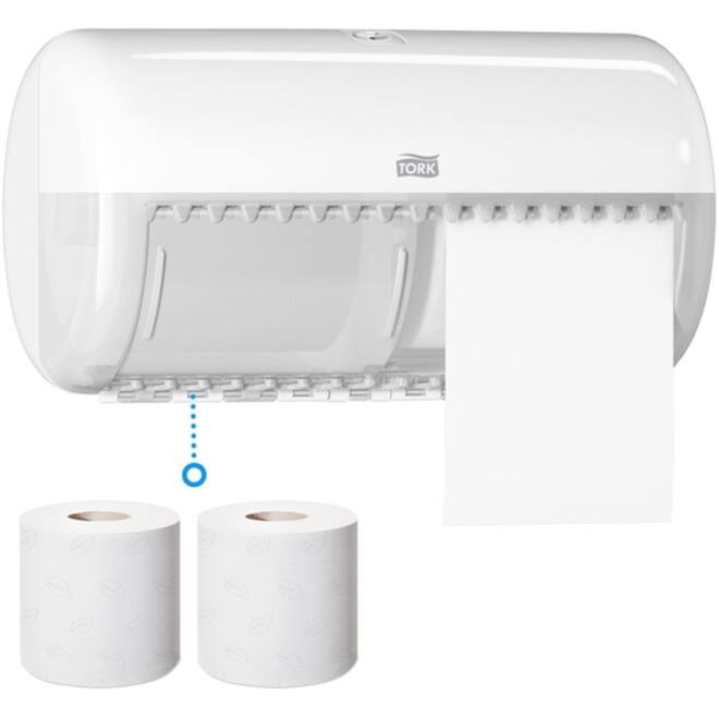 Toiletpapierdispenser Tork T4 Elevation duo wit 557000