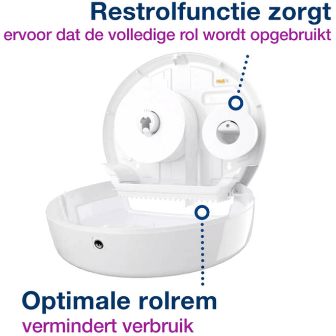 Toiletpapierdispenser Tork Mini Jumbo T2 Elevation wit 555000