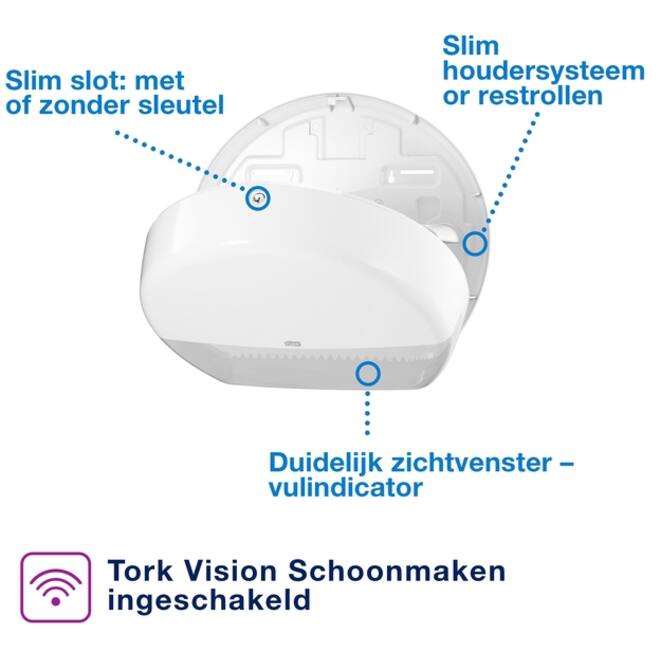 Toiletpapierdispenser Tork Jumbo T1 Elevation wit 554000