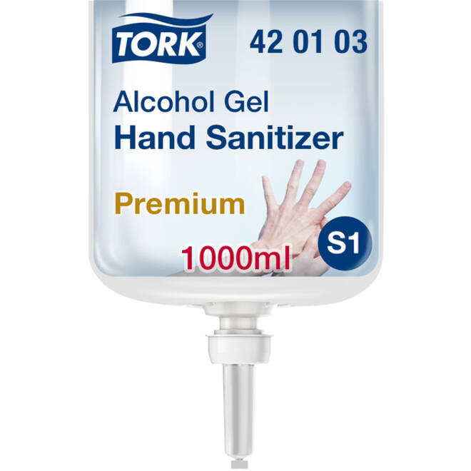 Alcoholgel Tork S1 voor handdesinfectie ongeparfumeerd 1000ml 420103