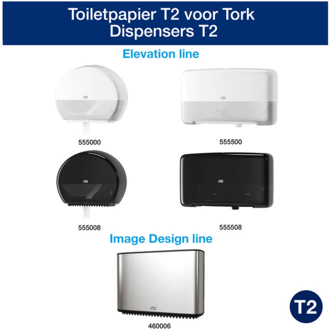 Toiletpapier Tork Mini Jumbo T2 advanced 2-laags 12 rollen wit 120280