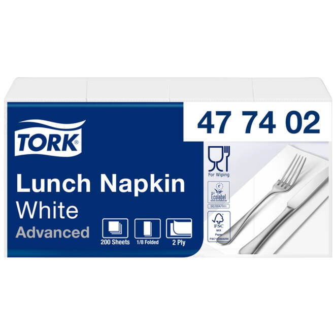 Servetten Tork Enviroment Print 1/8 gevouwen 2-laags 200st wit 477402