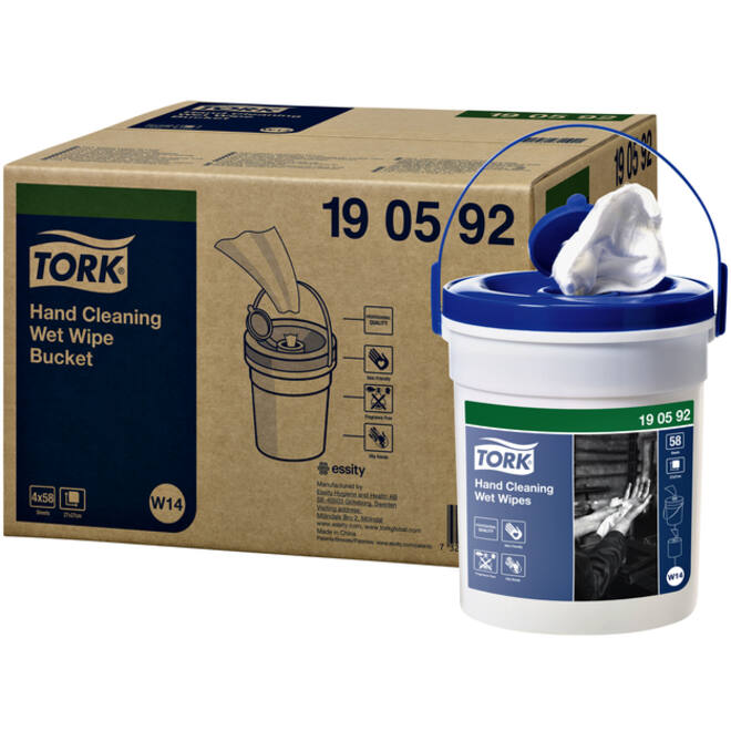 Handreinigingsdoek Tork W14 Premium emmer 1-laags 58 vel wit 190592
