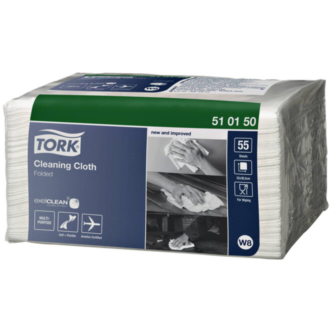 Reinigingsdoek Tork W8 Premium 1-laags 55 vel wit 510150