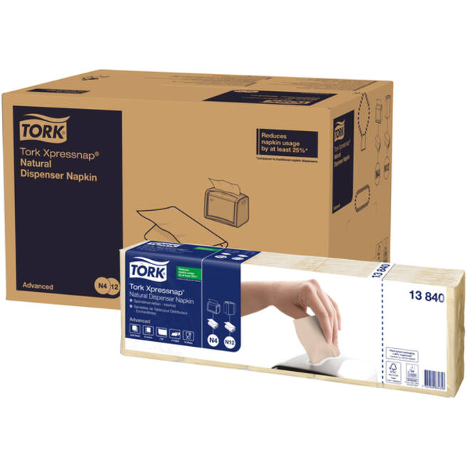 Servetten Tork Xpressnap® N4 100% gerecycled 1-laags naturel 13840