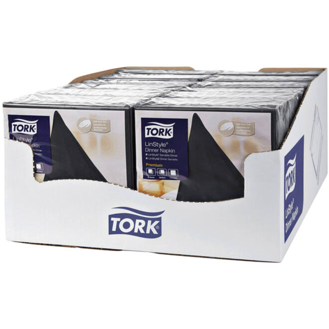 Dinerservet Tork Linstyle Premium 1/4 vouw 1-laags 390x390mm 50 vel zwart 478726