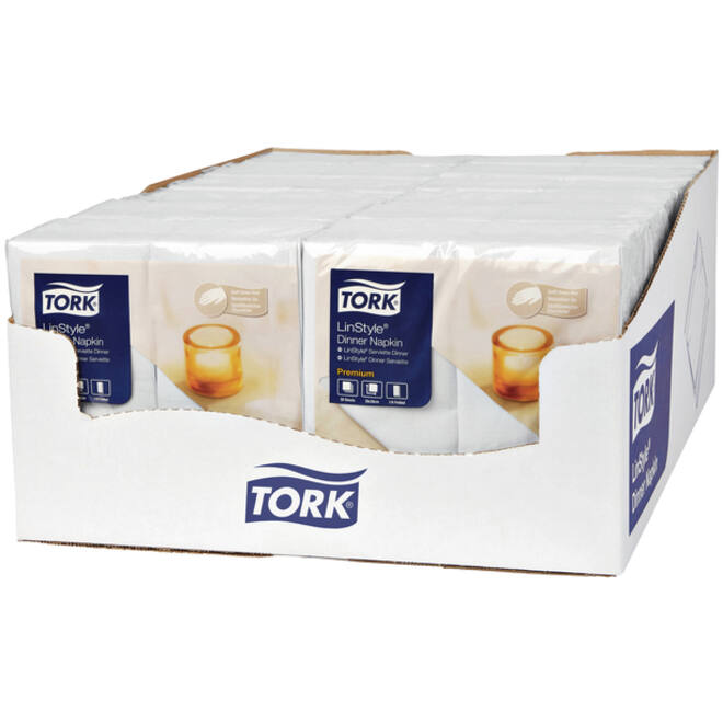 Dinnerservetten Tork Premium LinStyle® 1/8 gevouwen 1-laags 50 st wit 478145
