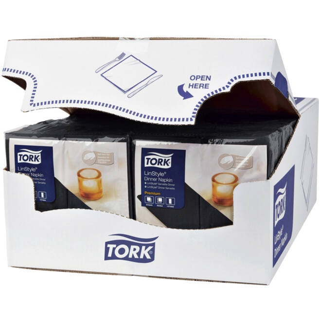 Dinerservet Tork Linstyle Premium 1/8 vouw 1-laags 390x390mm 50 vel zwart 478151