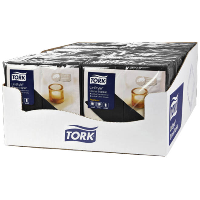 Dinerservet Tork Linstyle Premium 1/8 vouw 1-laags 390x390mm 50 vel zwart 478151