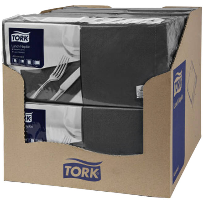 Servetten Tork 2-laags 1/4 gevouwen 200st zwart 477148