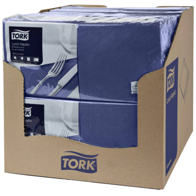 Lunchservet Tork Advanced 1/4 vouw 2-laags 328x325mm 200 vel donkerblauw 477215
