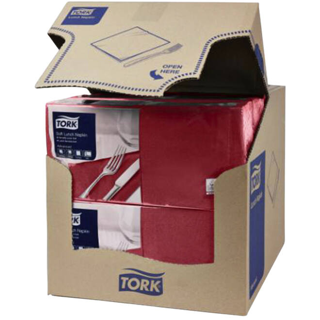 Servetten Tork 2-laags 1/4 gevouwen 200 st bordeaux 477213