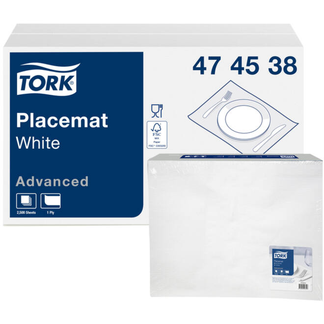 Placemats Tork papier 42x27cm 500st wit 474538