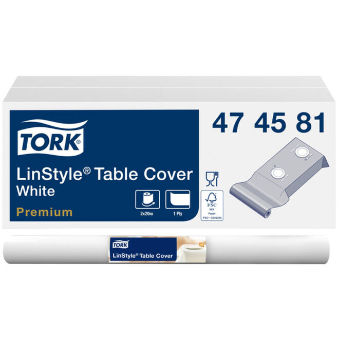 Tafellaken Tork Linstyle Premium 120cmx20m wit 474581
