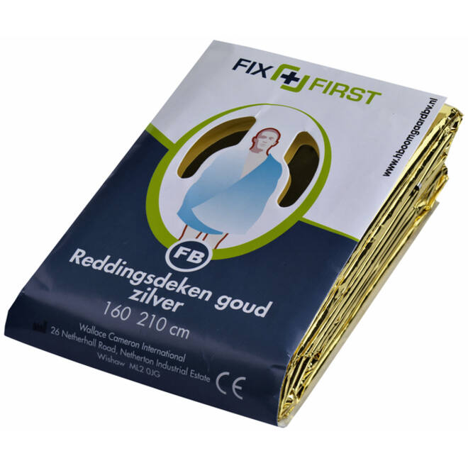 Reddingsdeken FixFirst folie 160x210cm zilver/goud