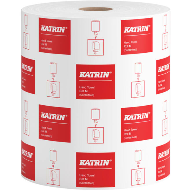 Handdoekrol Katrin centerfeed 1-laags wit medium 300mx205mm