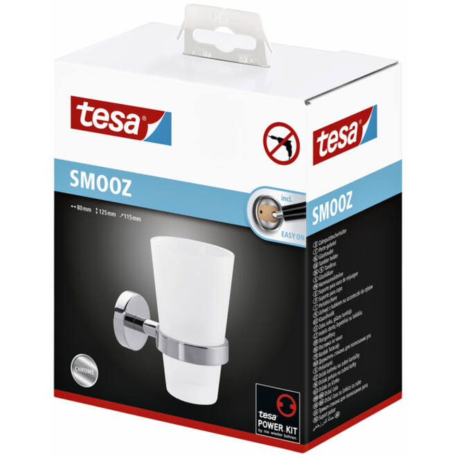 Bekerhouder tesa® Smooz hoogglans verchroomd metaal zelfklevend