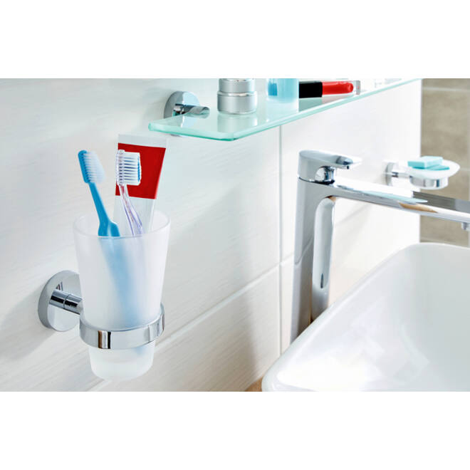 Bekerhouder tesa® Smooz hoogglans verchroomd metaal zelfklevend