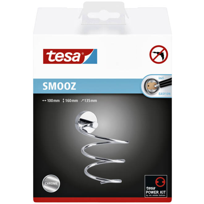 Haardrogerhouder tesa® Smooz hoogglans verchroomd metaal zelfklevend