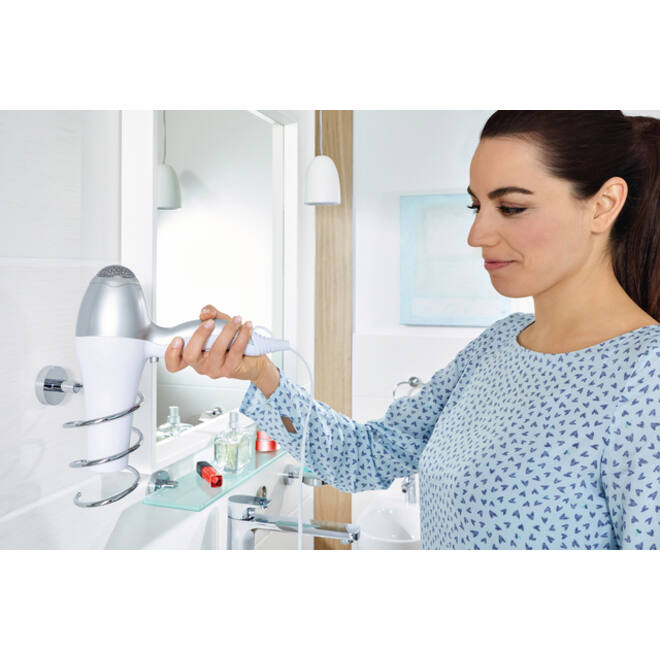 Haardrogerhouder tesa® Smooz hoogglans verchroomd metaal zelfklevend