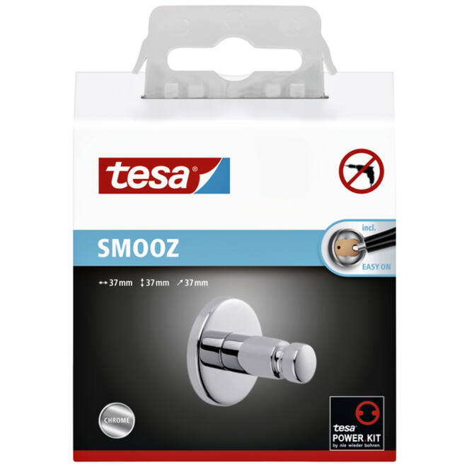 Handdoekhaak tesa® Smooz hoogglans verchroomd metaal zelfklevend
