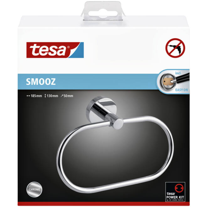 Handdoekring tesa® Smooz hoogglans verchroomd metaal zelfklevend