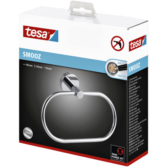 Handdoekring tesa® Smooz hoogglans verchroomd metaal zelfklevend