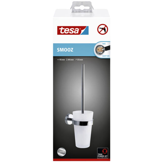Toiletborstelset tesa® Smooz verchroomd metaal zelfklevend