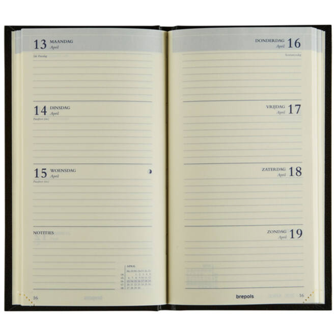 Agenda 2027 Brepols Interplan Lima 7dagen/2pagina's zwart