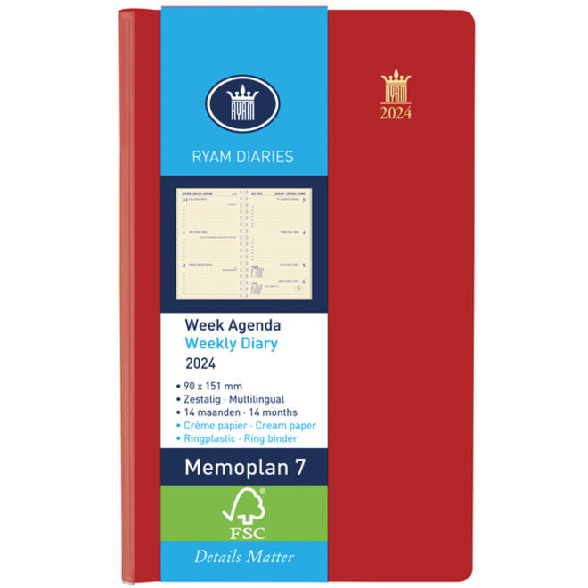 Agenda 2027 Ryam Memoplan 7 Suprema 7dagen/2pagina's ringplastic assorti