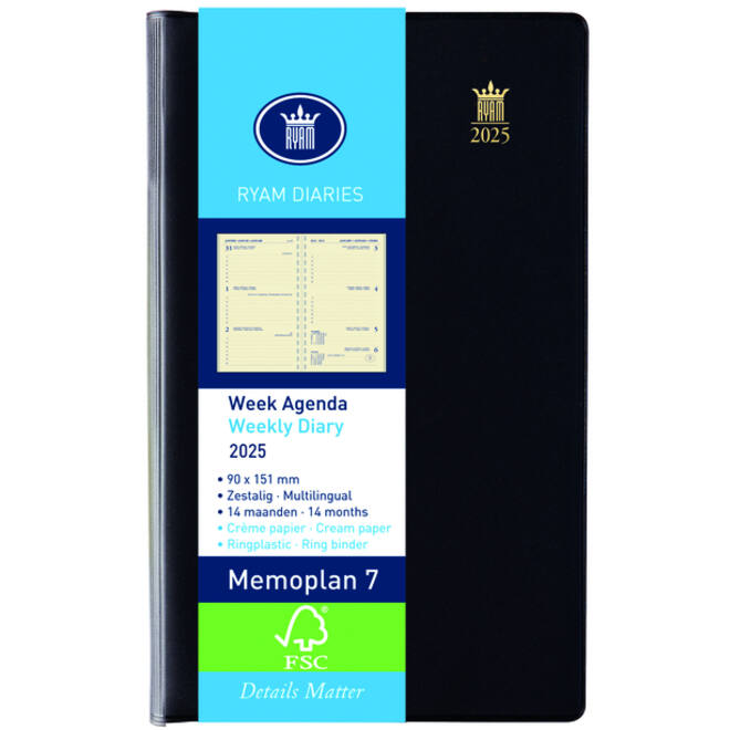 Agenda 2027 Ryam Memoplan 7 Suprema 7dagen/2pagina's ringplastic assorti