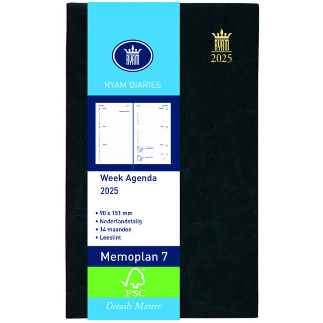 Agenda 2027 Ryam Memoplan 7 Suprema 7dagen/2pagina's zwart