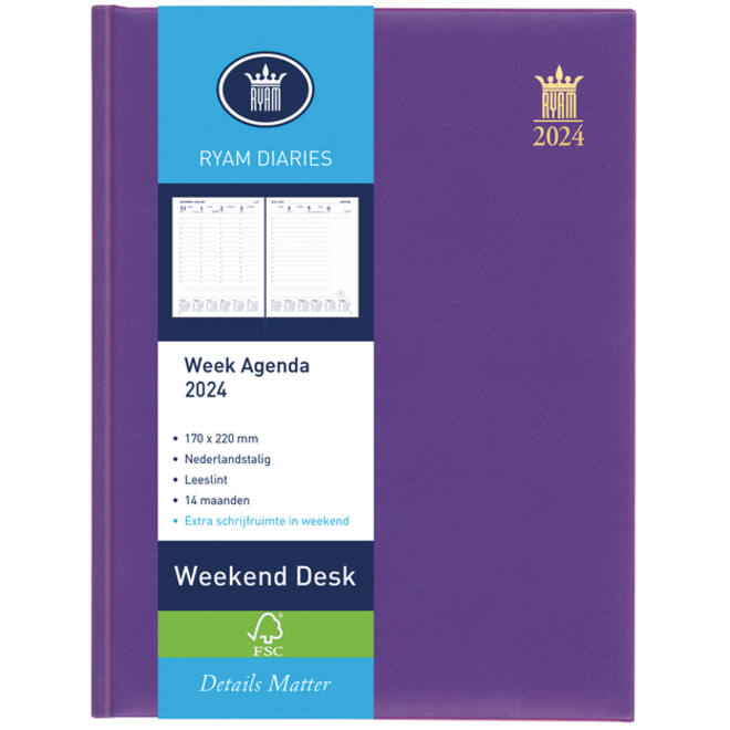 Agenda 2027 Ryam Weekplan Weekend Desk Lazio 7dagen/2pagina's assorti