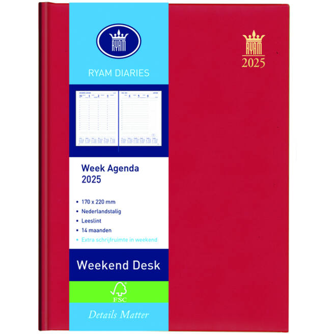Agenda 2027 Ryam Weekplan Weekend Desk Lazio 7dagen/2pagina's assorti