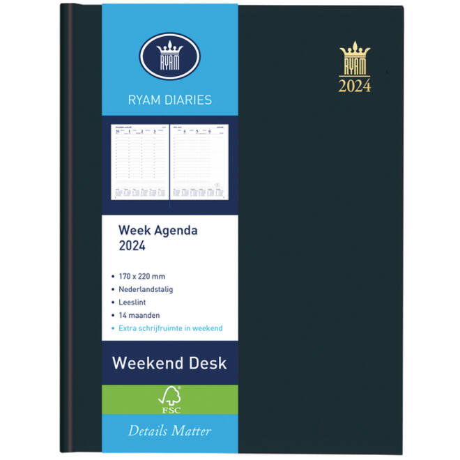 Agenda 2027 Ryam Weekplan Weekend Desk Lazio 7dagen/2pagina's assorti
