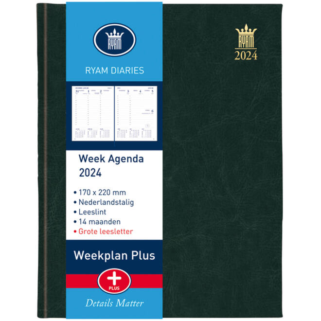 Agenda 2027 Ryam Weekplan Plus Mercury groot letter 7dagen/2pagina's zwart
