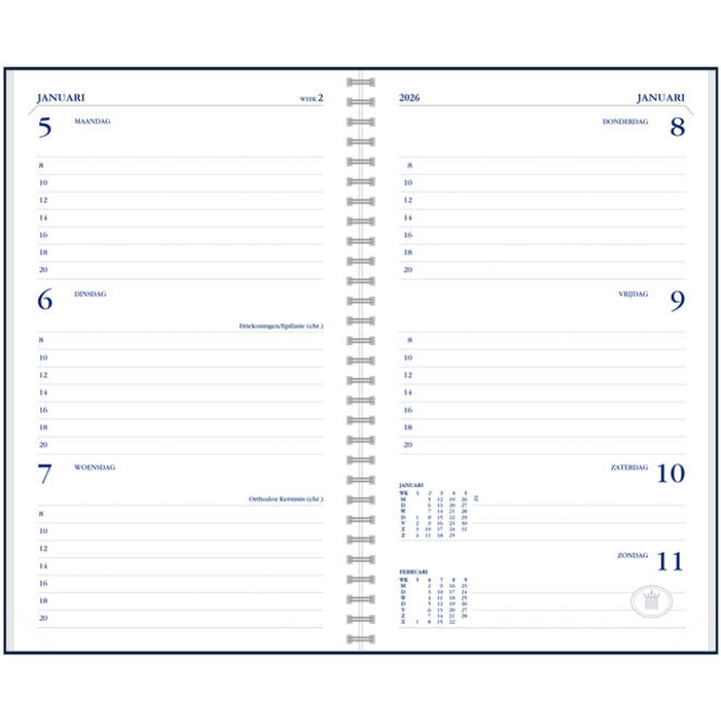 Agendavulling 2027 Ryam Memoplan 7 7dagen/2pagina's wit