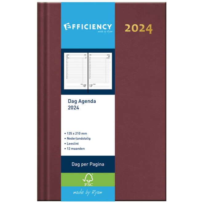 Agenda 2026 Ryam Efficiency Baladek 1dag/1pagina bordeaux