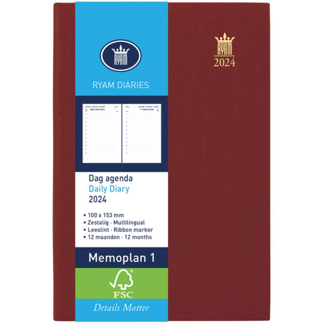 Agenda 2027 Ryam Memoplan 1 Mundior 1dag/1pagina bordeaux