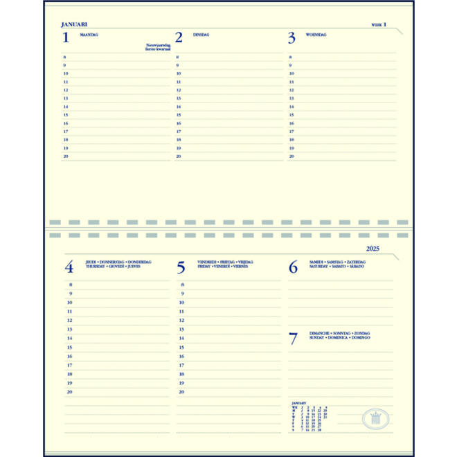 Agenda 2027 Ryam Compact Suprema 7dagen/2pagina's ringplastic bordeaux