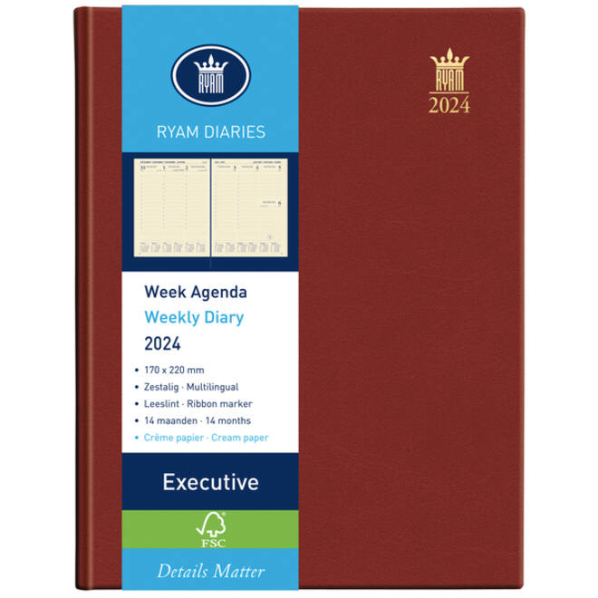 Agenda 2027 Ryam Executive Mundior 7dagen/2pagina's bordeaux