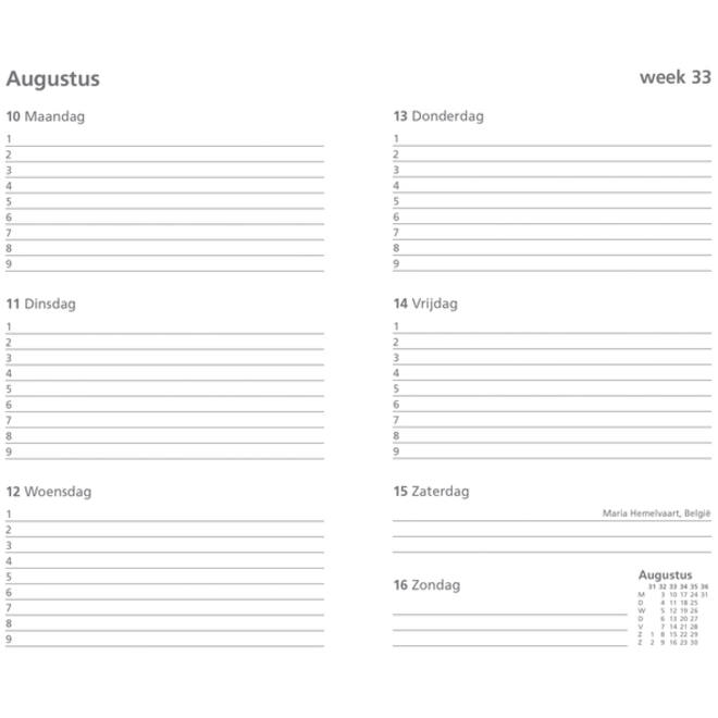 Schoolagenda 2025-2026 Ryam Cursus DeLuxe 7dagen/2pagina's zwart