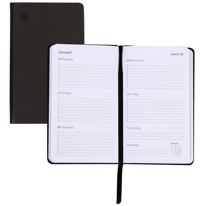 Schoolagenda 2025-2026 Ryam Cursus DeLuxe 7dagen/2pagina's zwart