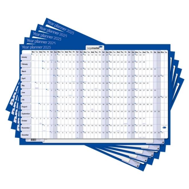 Jaarplanner 2027 Legamaster 90x60cm horizontaal gelamineerd en oprolbaar Engelstalig