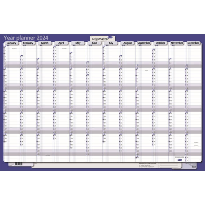 Jaarplanner 2027 Legamaster 1 persoon 90x60cm horizontaal gelamineerd Engelstalig