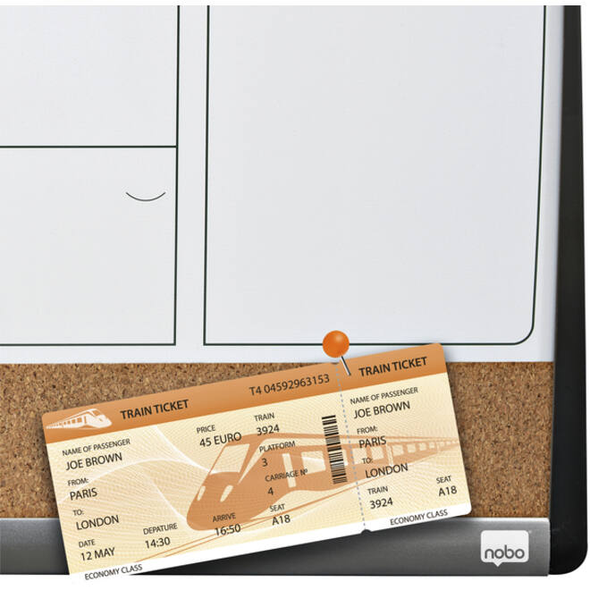 Whiteboard Nobo magnetische planner met prikbord van kurk 585x430mm