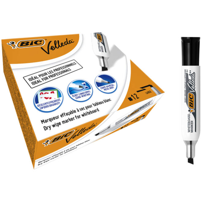 Viltstift Bic Velleda 1781 whiteboard schuin large zwart