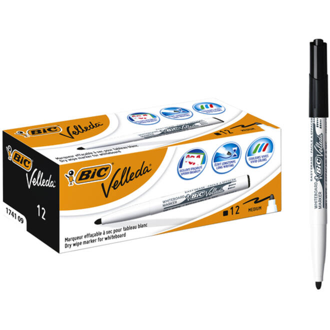 Viltstift Bic Velleda 1741 whiteboard rond medium zwart