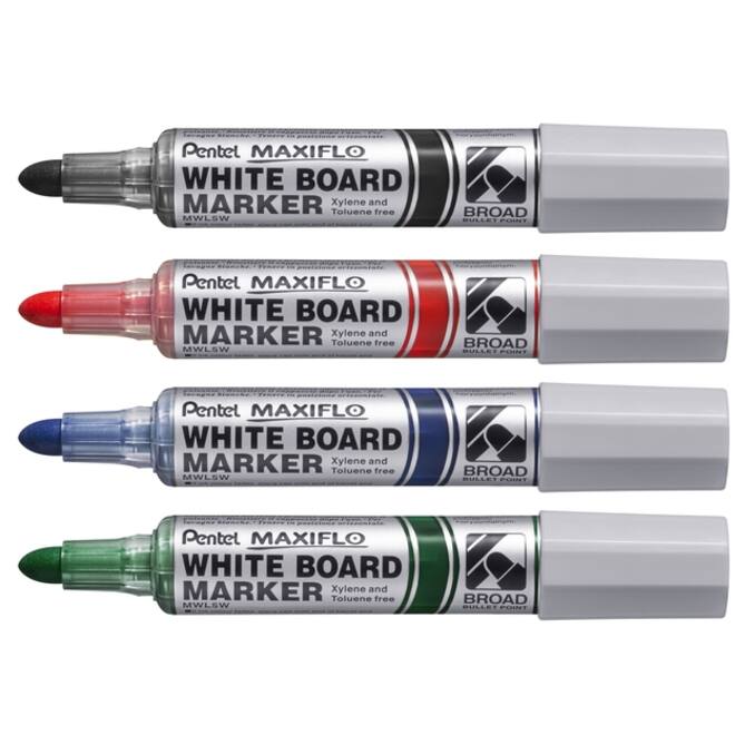 Viltstift Pentel MWL5M Maxiflo whiteboard rond 3mm zwart