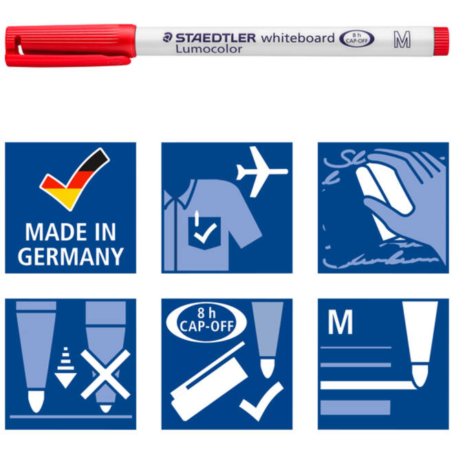 Viltstift Staedtler 301 whiteboard rond assorti 1mm 4stuks